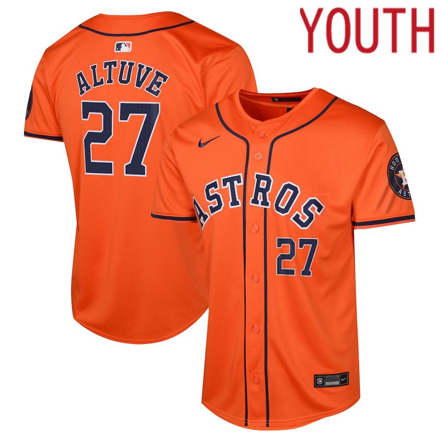 Youth Houston Astros #27 Jose Altuve Nike Orange Alternate Limited Player MLB Jersey->women mlb jersey->Women Jersey